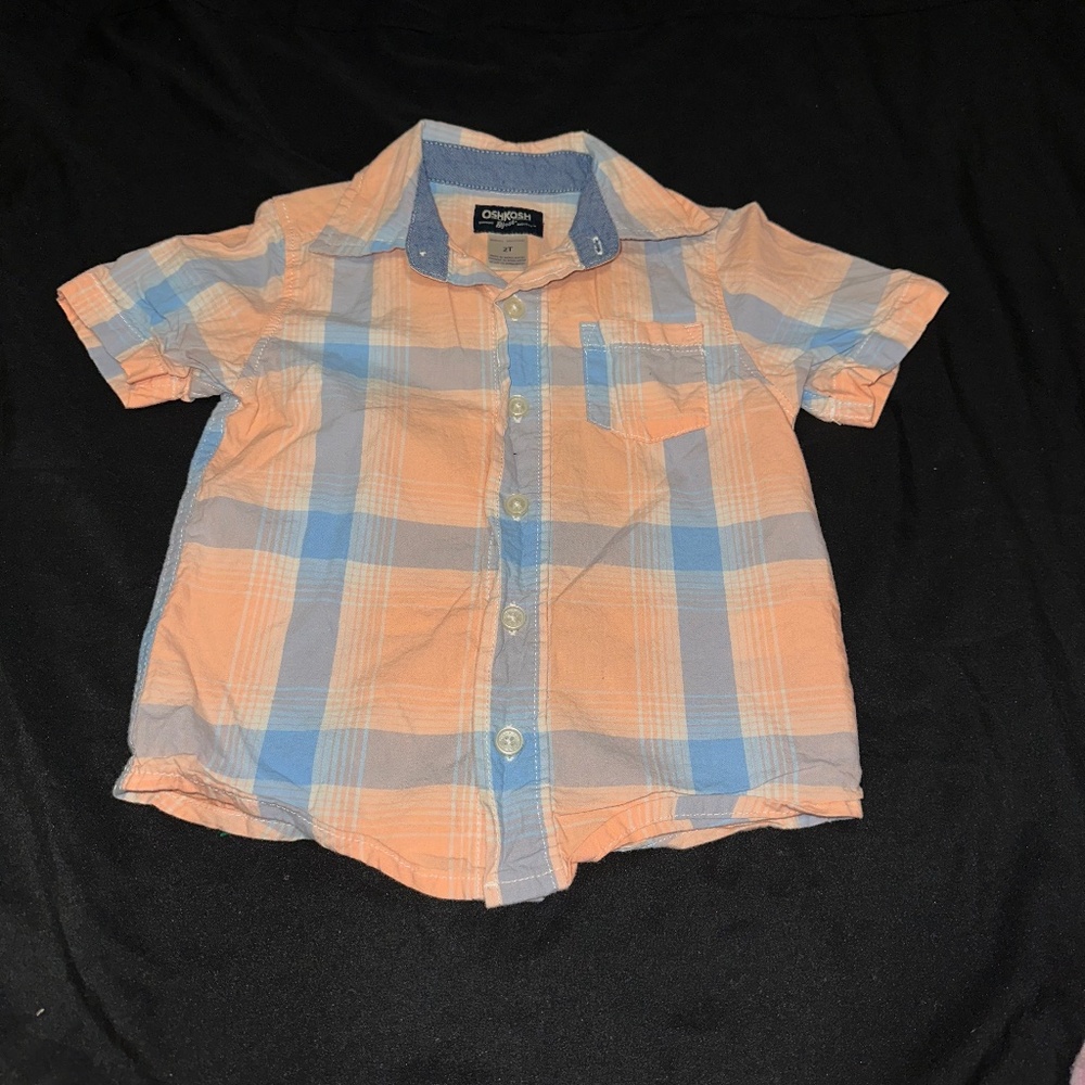 Osh Gosh Plaid Button Up Boys 2T cotton